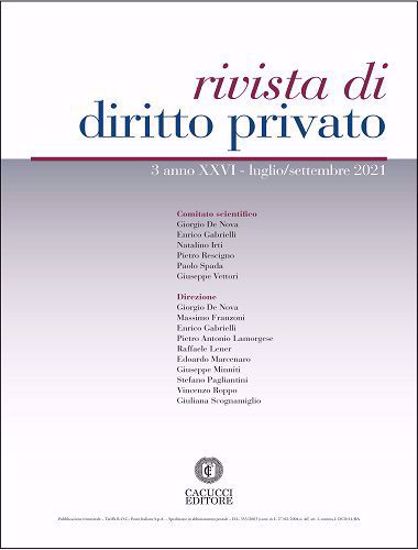 Immagine di Rivista di diritto privato -Anno XXVI, n.3 - luglio/settembre 2021