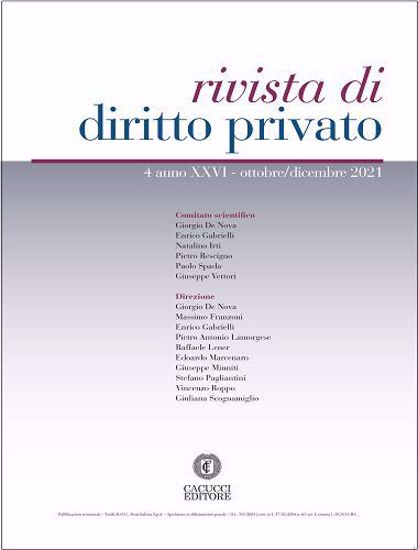 Immagine di Rivista di diritto privato -Anno XXVI, n.4 - ottobre/dicembre 2021