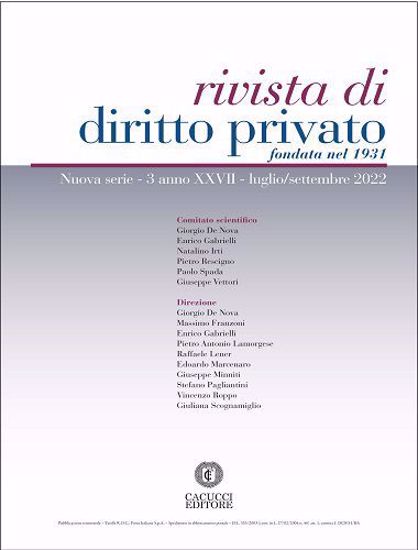 Immagine di Rivista di diritto privato -Anno XXVII, n.3 - luglio/settembre 2022