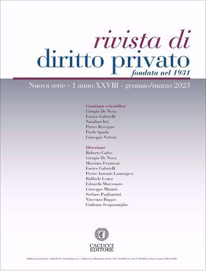 Immagine di Rivista di diritto privato -Anno XXVIII, n.1 - gennaio/marzo 2023