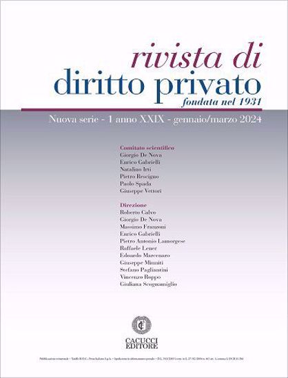 Immagine di Rivista di diritto privato -Anno XXIX, n.1 - gennaio/marzo 2024