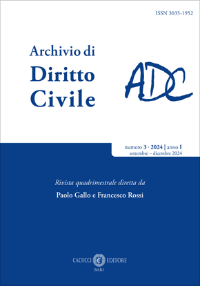 Immagine di Rivista Archivio di Diritto Civile - numero 3 - 2024 anno I (settembre - dicembre 2024)